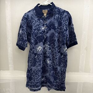 Vintage Northwest Territory Natural Golf Polo Mens M Floral & Leaves all Over EU